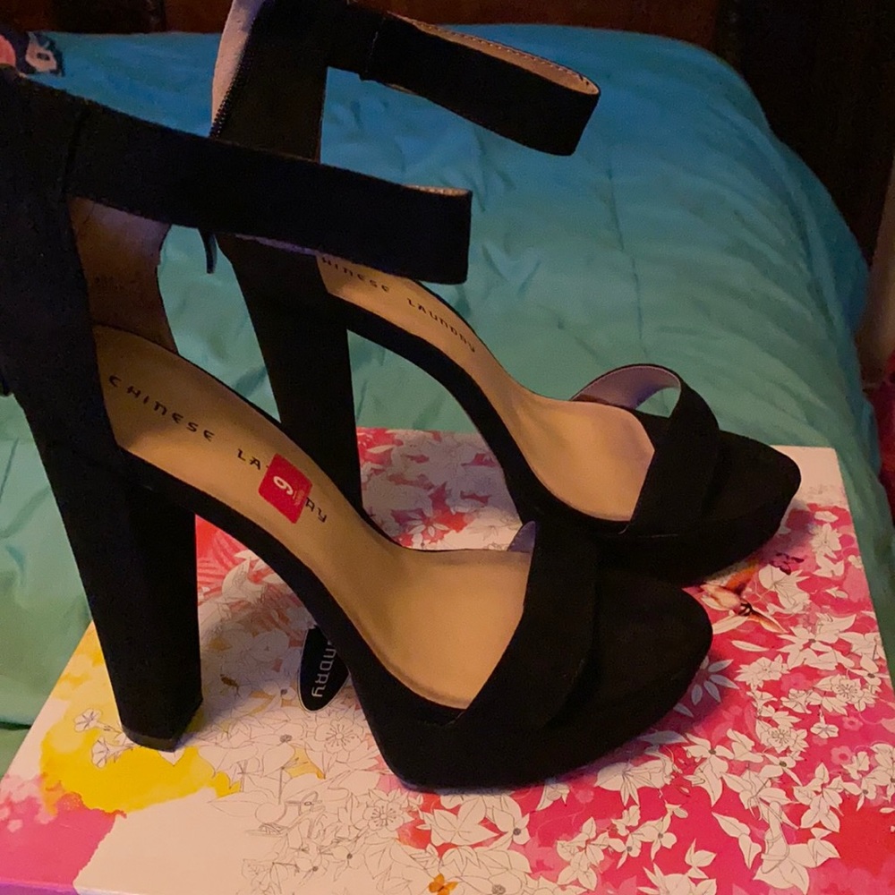 Black Suede Platform Heels